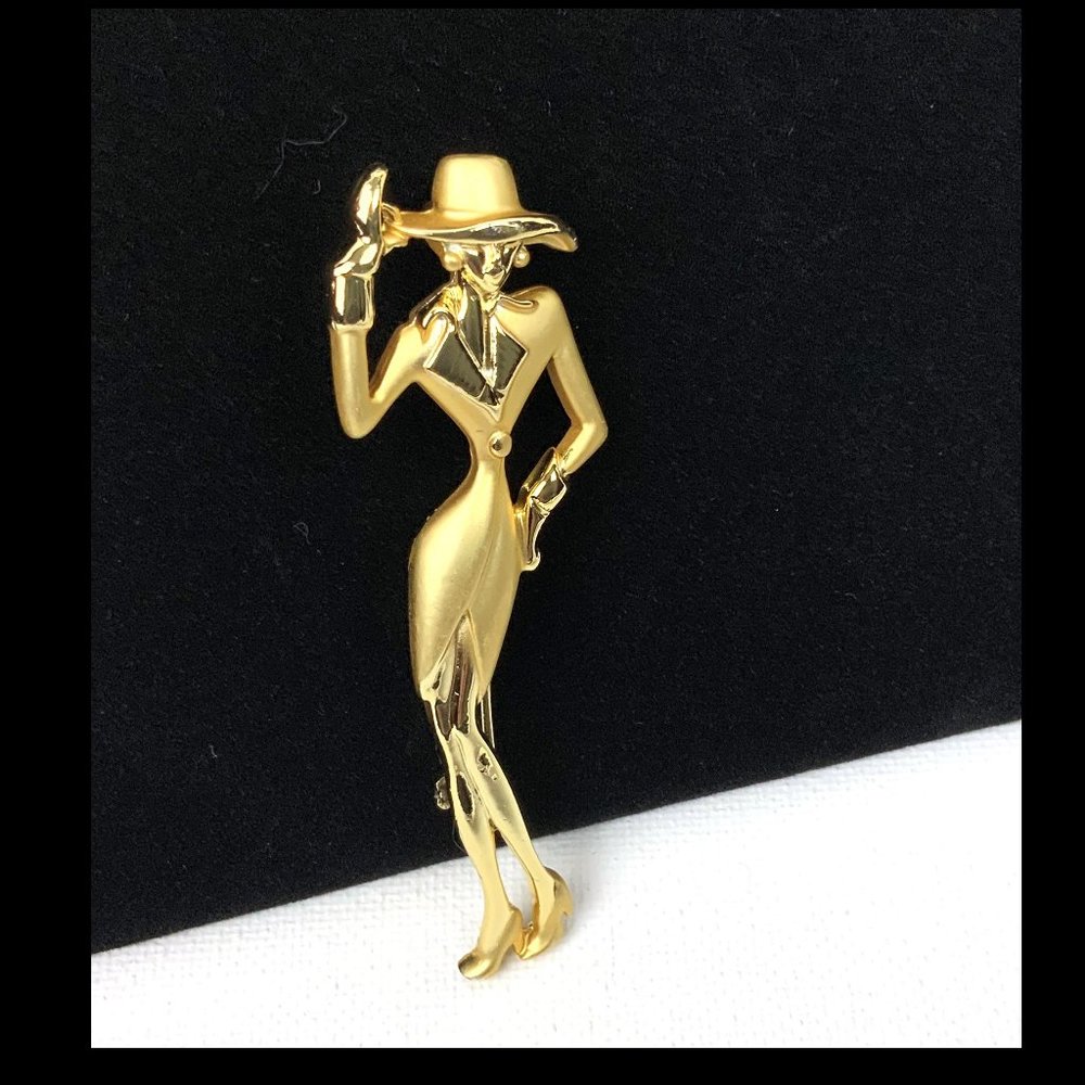 Vintage 1980s Lady Remington Signed AJC Brooch